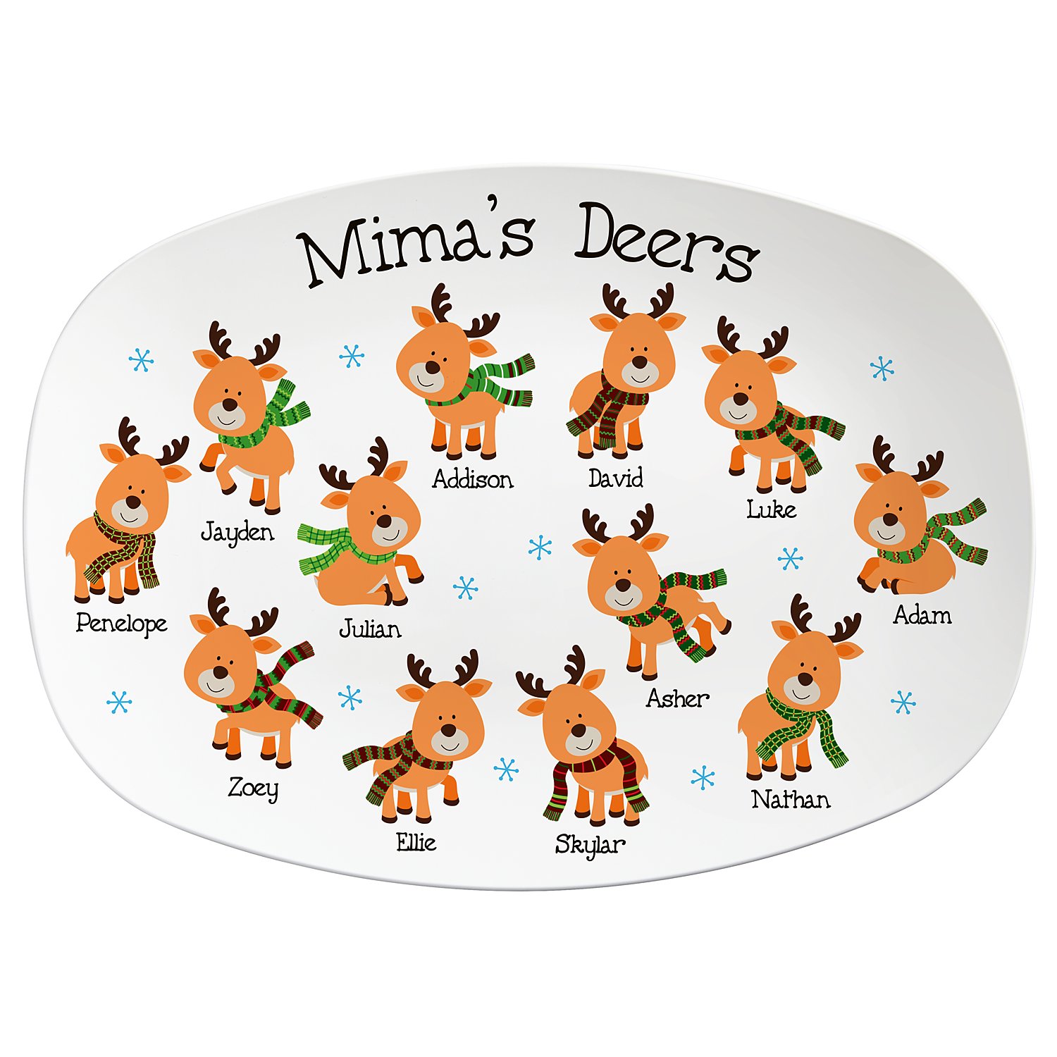 Adorable Reindeers Personalized Platter - 12