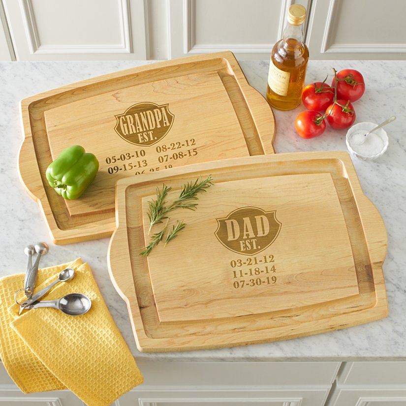 Dad Established Personalized Oversized Wooden Chopping Board