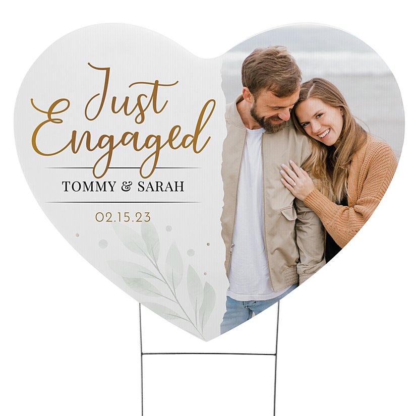 Newly Engaged Personalized Heart-Shaped Yard Sign