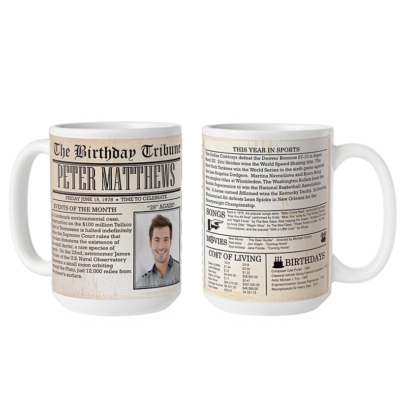 Birthday Chronicle Personalized Photo Mug - 15oz
