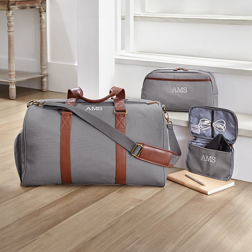Canvas & Faux Leather Personalized Travel Set