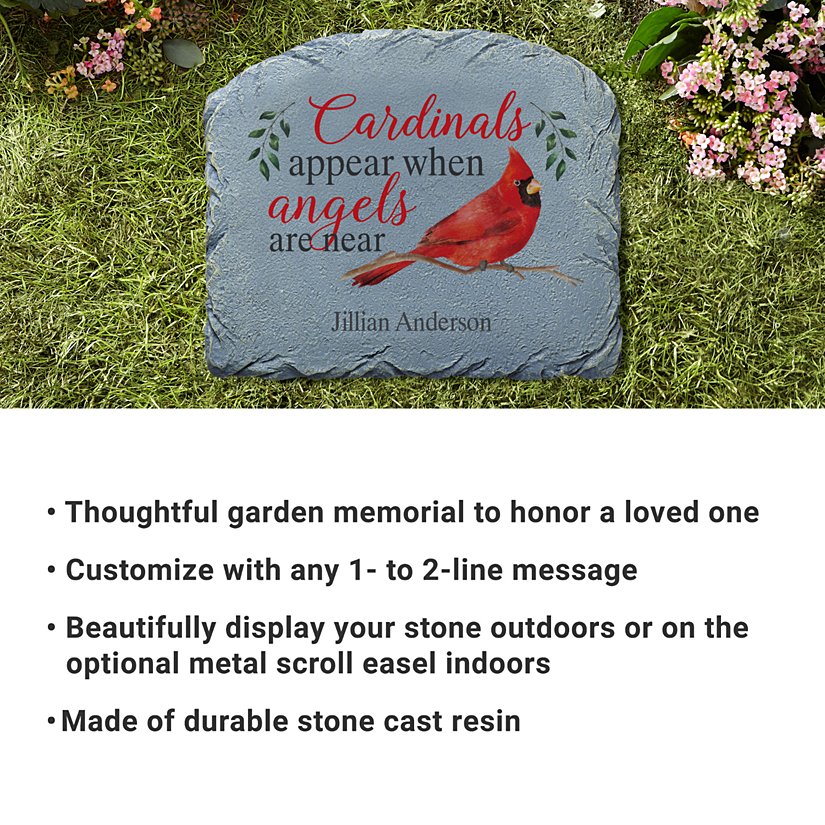 Angels & Cardinals Personalized Memorial Garden Stone