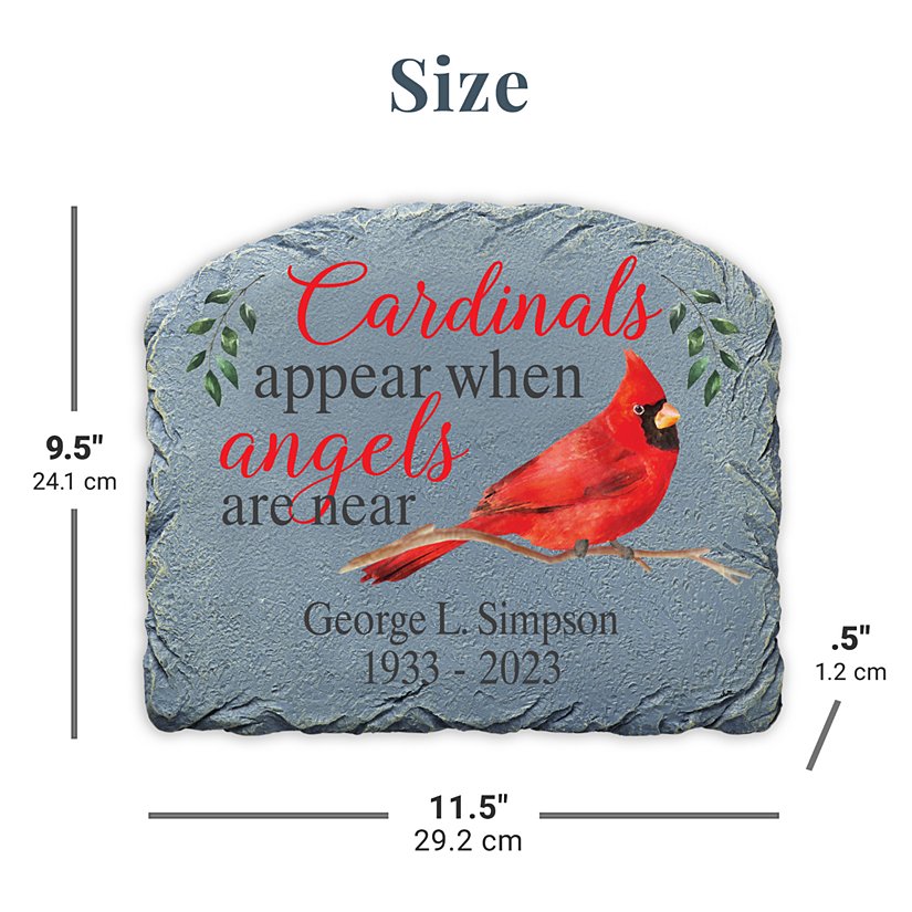 Angels & Cardinals Personalized Memorial Garden Stone