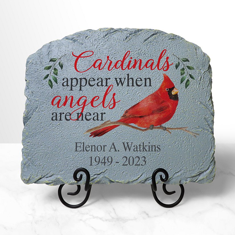 Angels & Cardinals Personalized Memorial Garden Stone