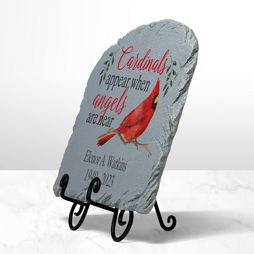 Angels & Cardinals Personalized Memorial Garden Stone