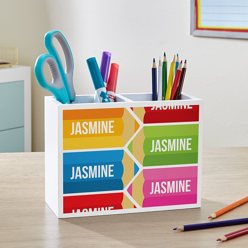 Academic Essentials Personalized Wooden Utensil Organizer