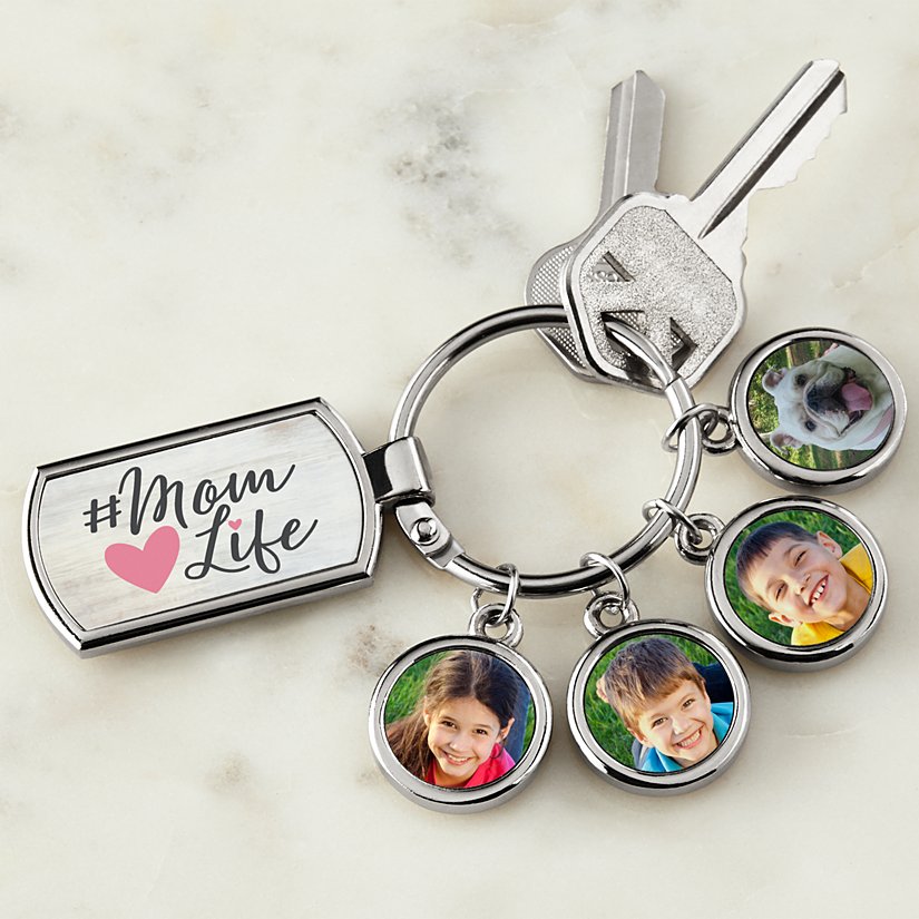 #Mom Life Personalized Picture Keychain