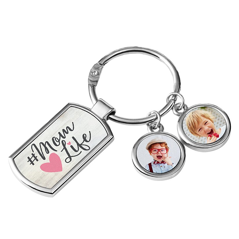 #Mom Life Personalized Picture Keychain