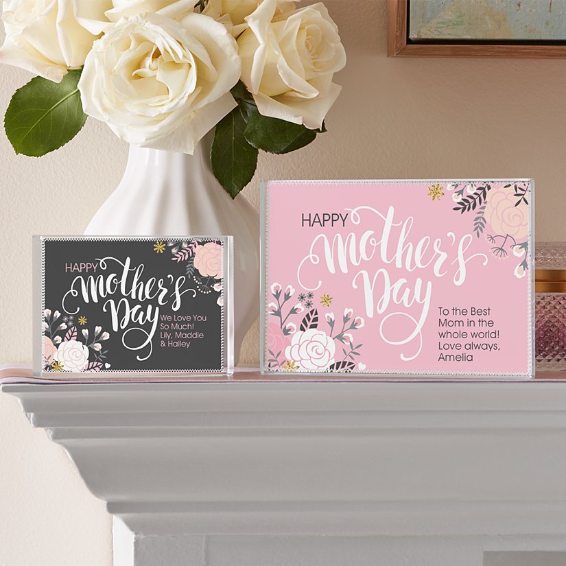 Delightful Mother's Day Personalized Glass Block