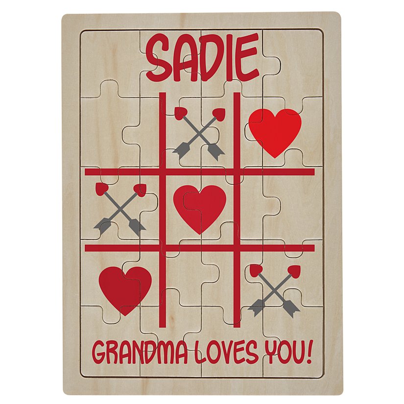 Tic Tac Amore Personalized Wooden Puzzle