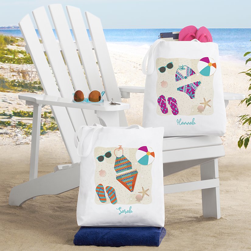 Chic Personalized Beach Tote Bag