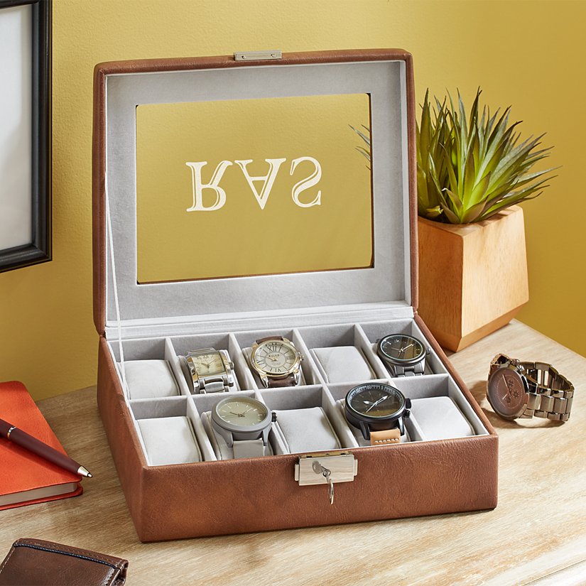 Elegant Leather Personalized Watch Case