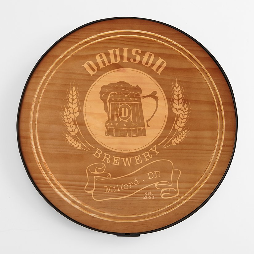 18" Beer Keg Personalized Wooden Sign