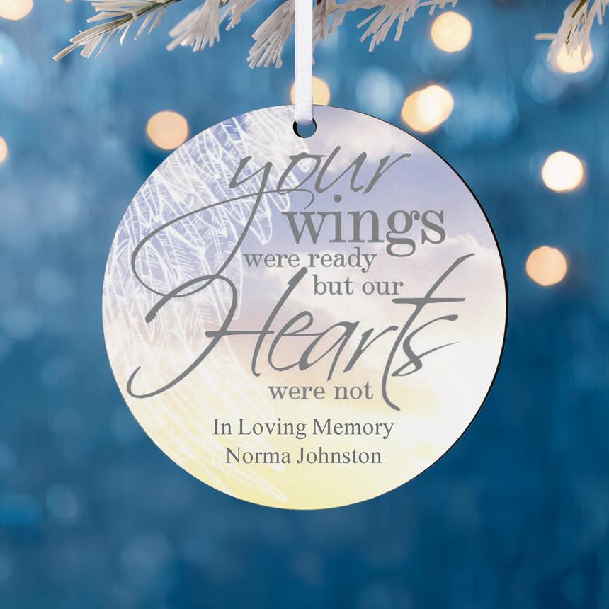 Angelic Wings Personalized Round Ornament