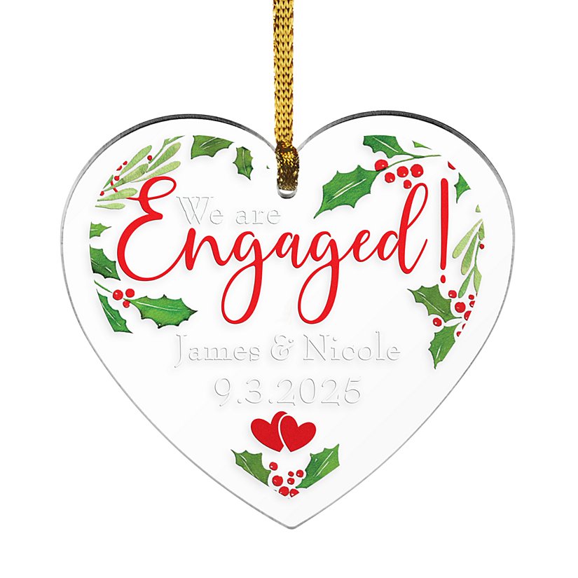 Engaged Heart Personalized Keepsake Ornament