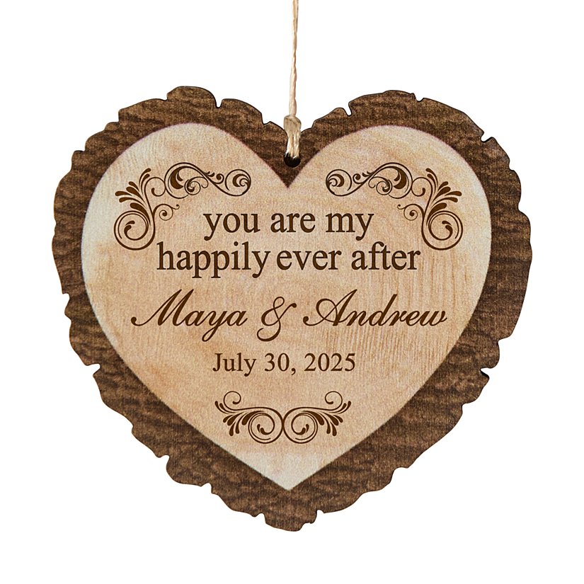 Everlasting Love Rustic Wood Personalized Heart Ornament