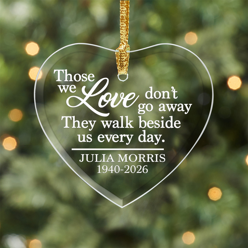 Always With Us Memorial Glass Heart Personalized Ornament