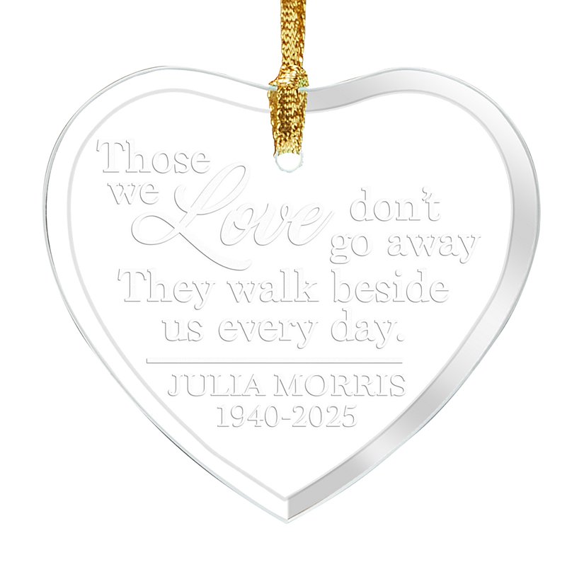 Always With Us Memorial Glass Heart Personalized Ornament