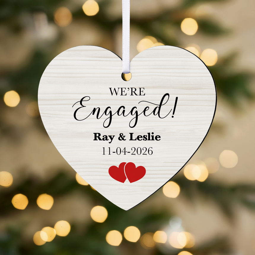 Our Engagement Heart Personalized Ornament