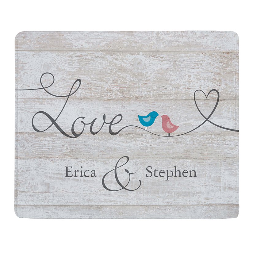 Lovebirds on a Branch Personalized Plush Blanket