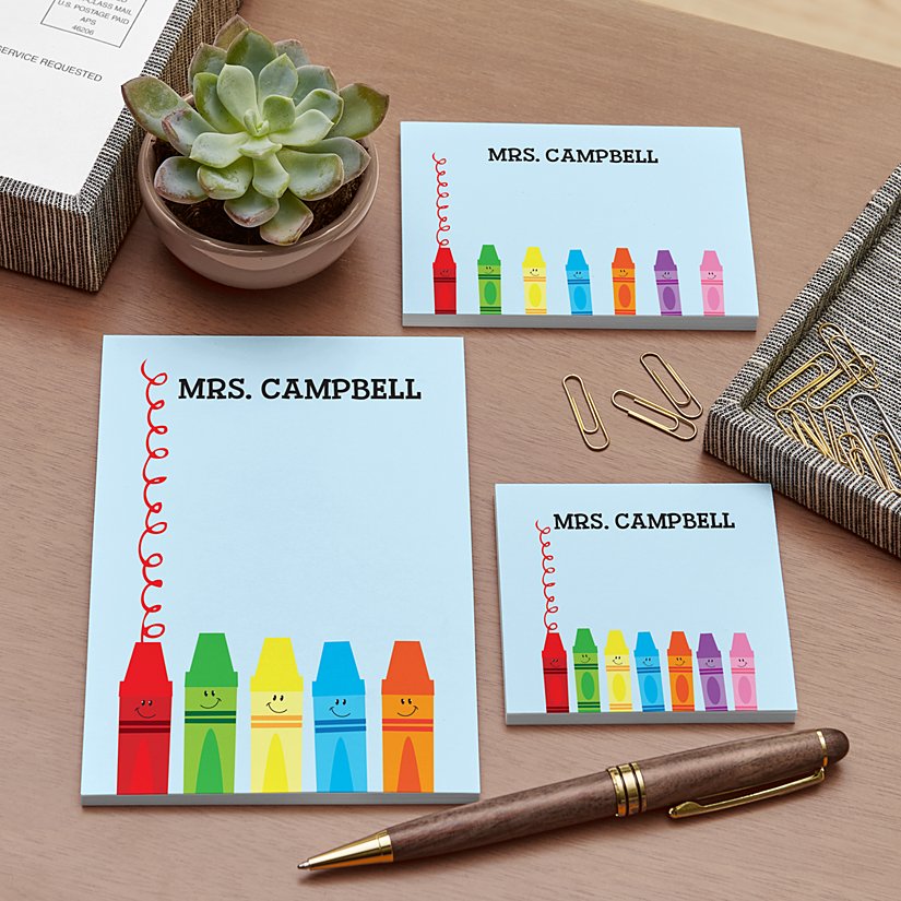 Colorful Crayon Personalized Post-It® Note Set