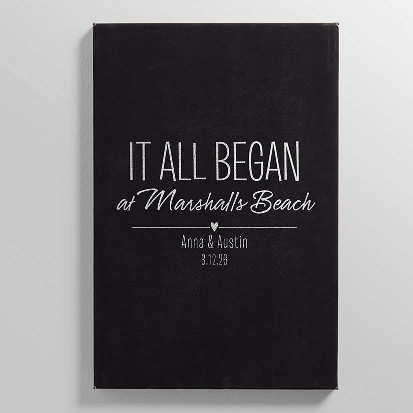 The Beginning Personalized Leather-Style Wall Art