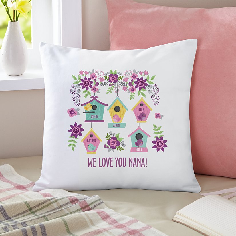 Birdie Blessings Personalized Decorative Pillow