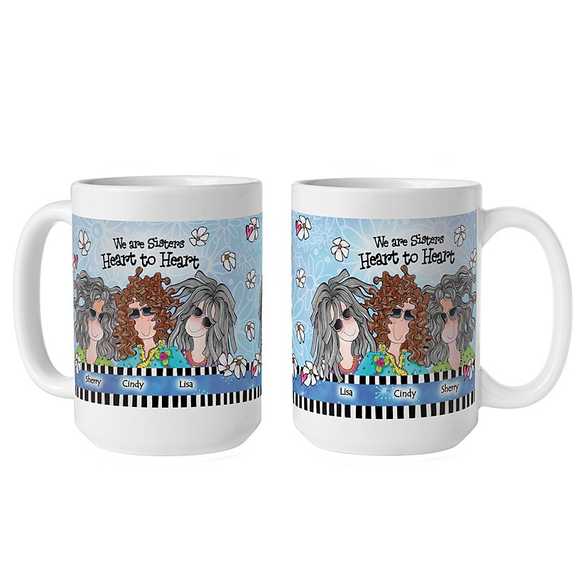 Sisters Heart-to-Heart Personalized Mug by Suzy Toronto