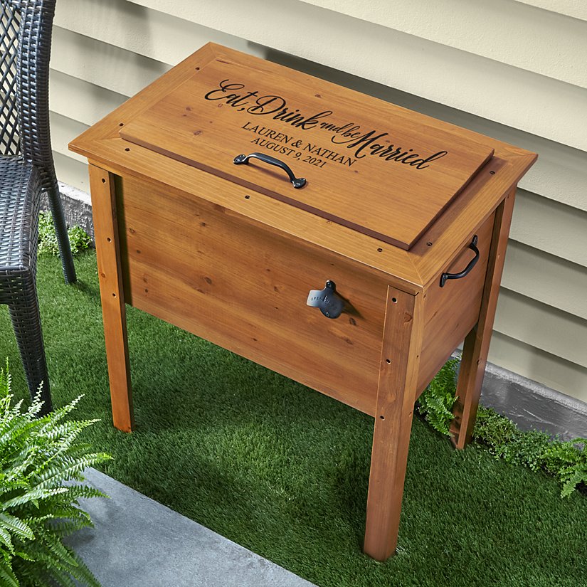 Celebrate Love Personalized Outdoor Wooden Cooler