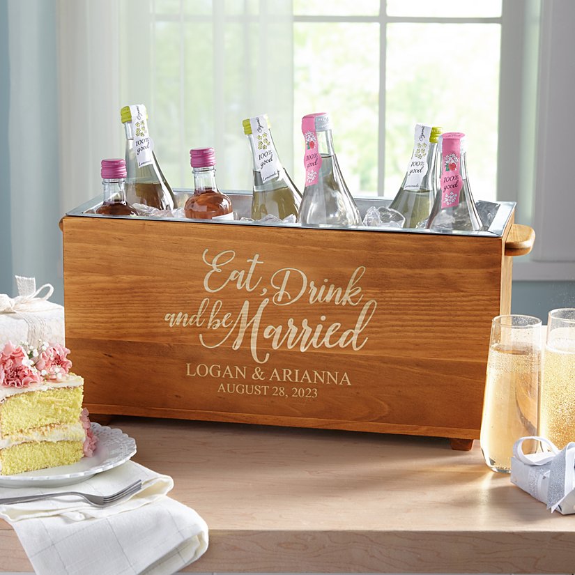 Celebrate, Sip & Be Married Personalized Wooden Beverage Cooler