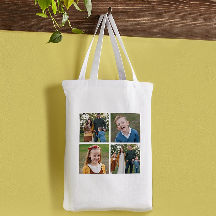 Captured Moments Personalized Photo Tile Tote Bag