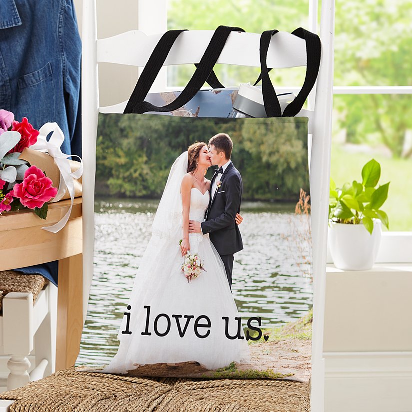 Cherished Moments Wedding Personalized Photo Tote