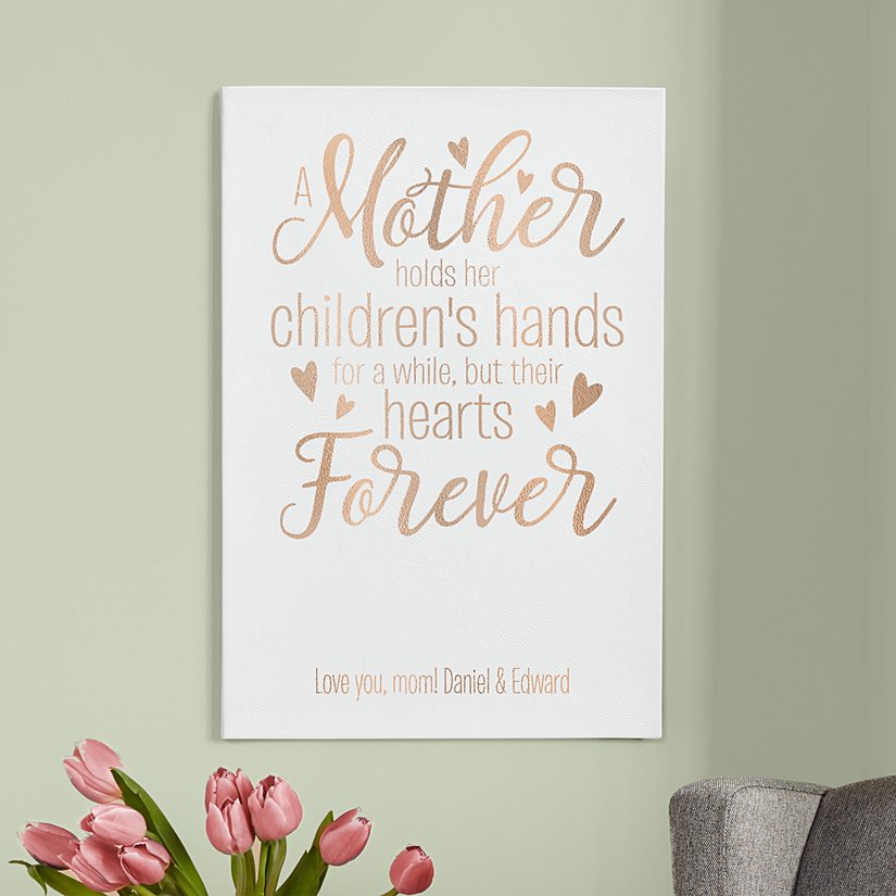 A Mother's Loving Embrace Personalized Leather Wall Art