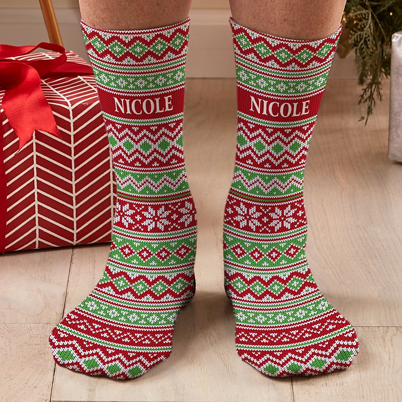 Knitted Argyle Personalized Socks