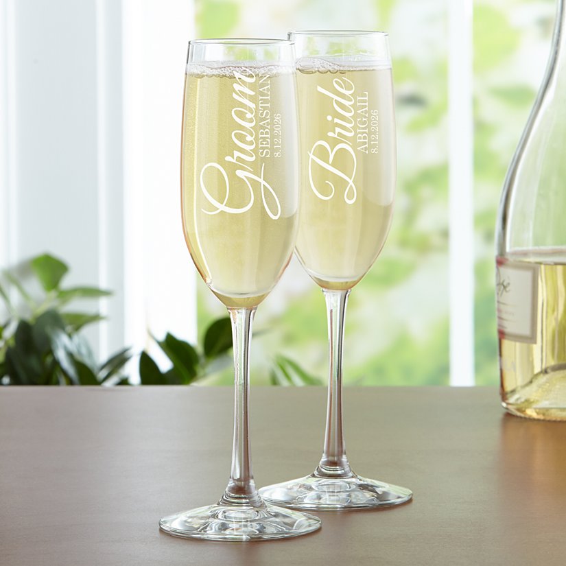Cherished Love Personalized Champagne Flutes Set