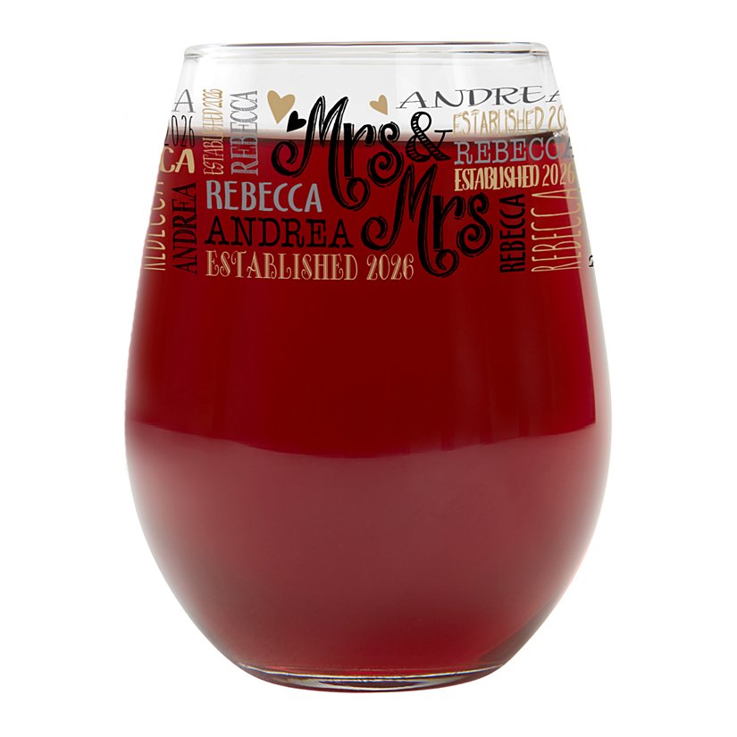 Custom Name Personalized Wedding Couple Wine Glasses