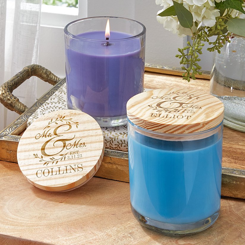 United in Love Personalized Wooden Lid Candle