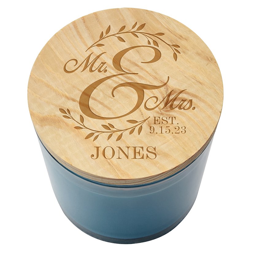 United in Love Personalized Wooden Lid Candle