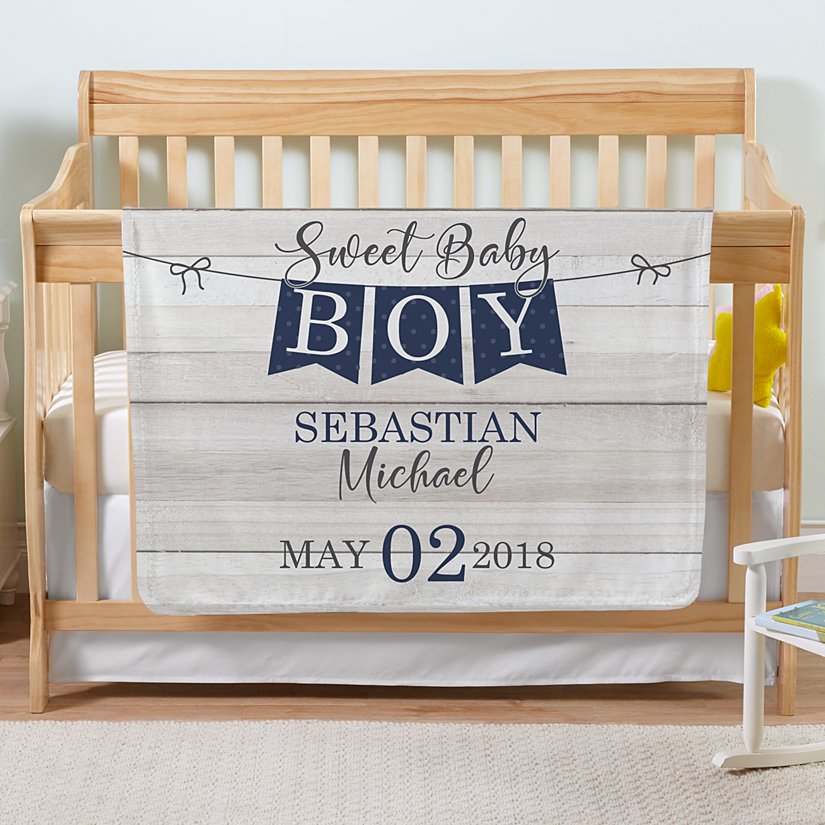 Adorable Baby Banner Personalized Plush Blanket