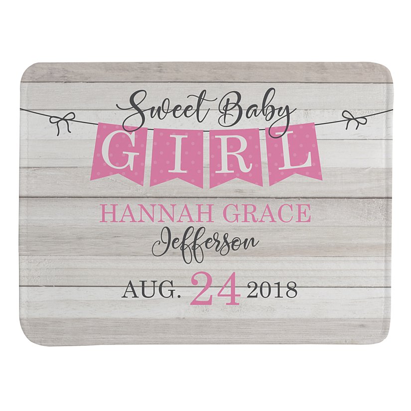 Adorable Baby Banner Personalized Plush Blanket
