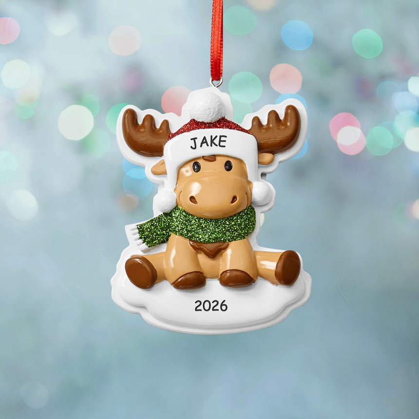 Adorable Moosey Personalized Baby Ornament