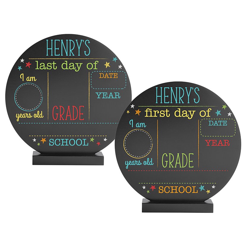 First & Last Day Of School Personalized Wooden Circle with Stand Set