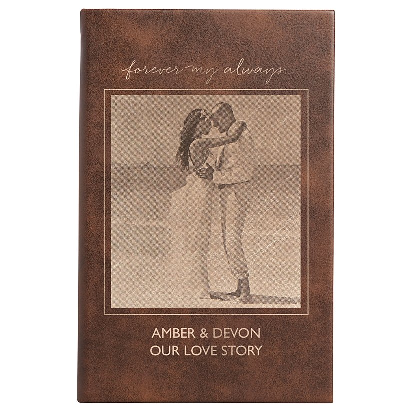 Cherished Memories Photo Engraved Personalized Faux Leather Journal