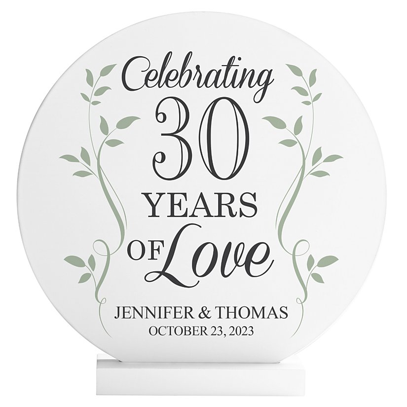 Commemoration of Love Personalized Anniversary Wooden Circle with Stand