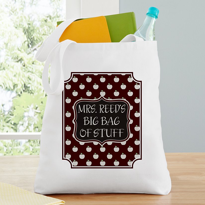 All-Over Apple Print Personalized Tote Bag