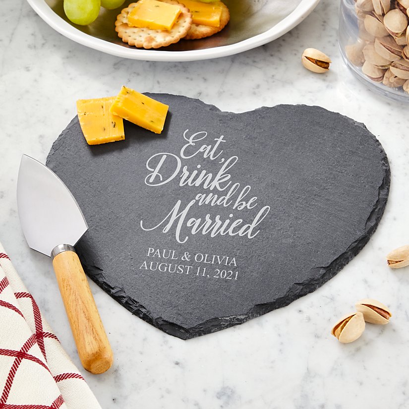 Celebrate Love Heart Personalized Slate Serving Board