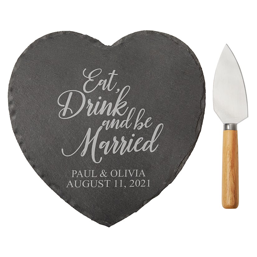 Celebrate Love Heart Personalized Slate Serving Board