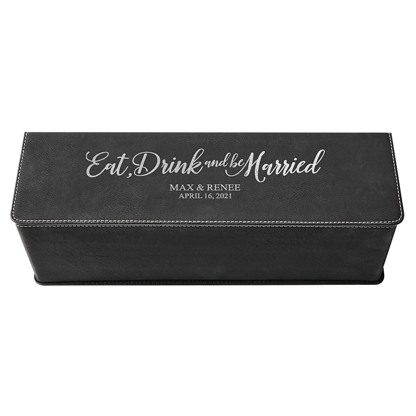Celebrate, Sip & Be Wedded Personalized Leatherette Wine Box Set