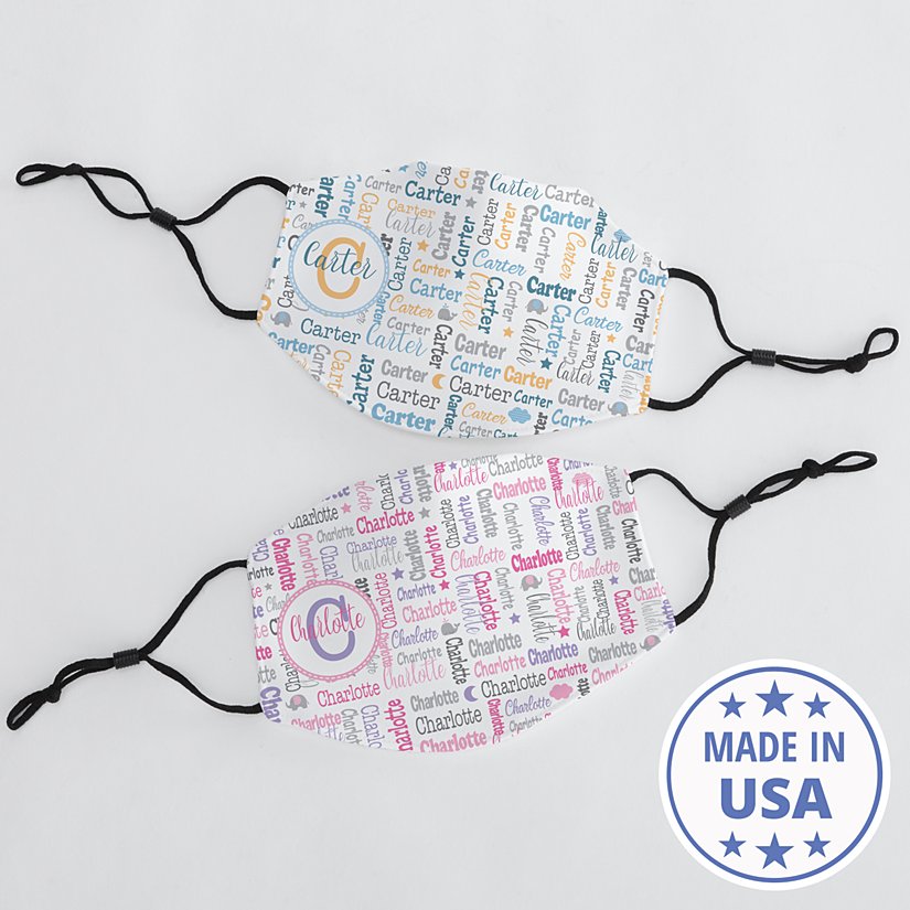 Custom Name Collage Kids Face Mask