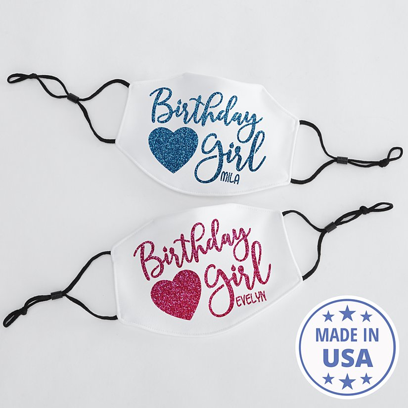 Sparkling Birthday Girl Personalized Children's Face Mask